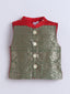 Kid One Jacquard Jacket Dhoti Set For Boys Red