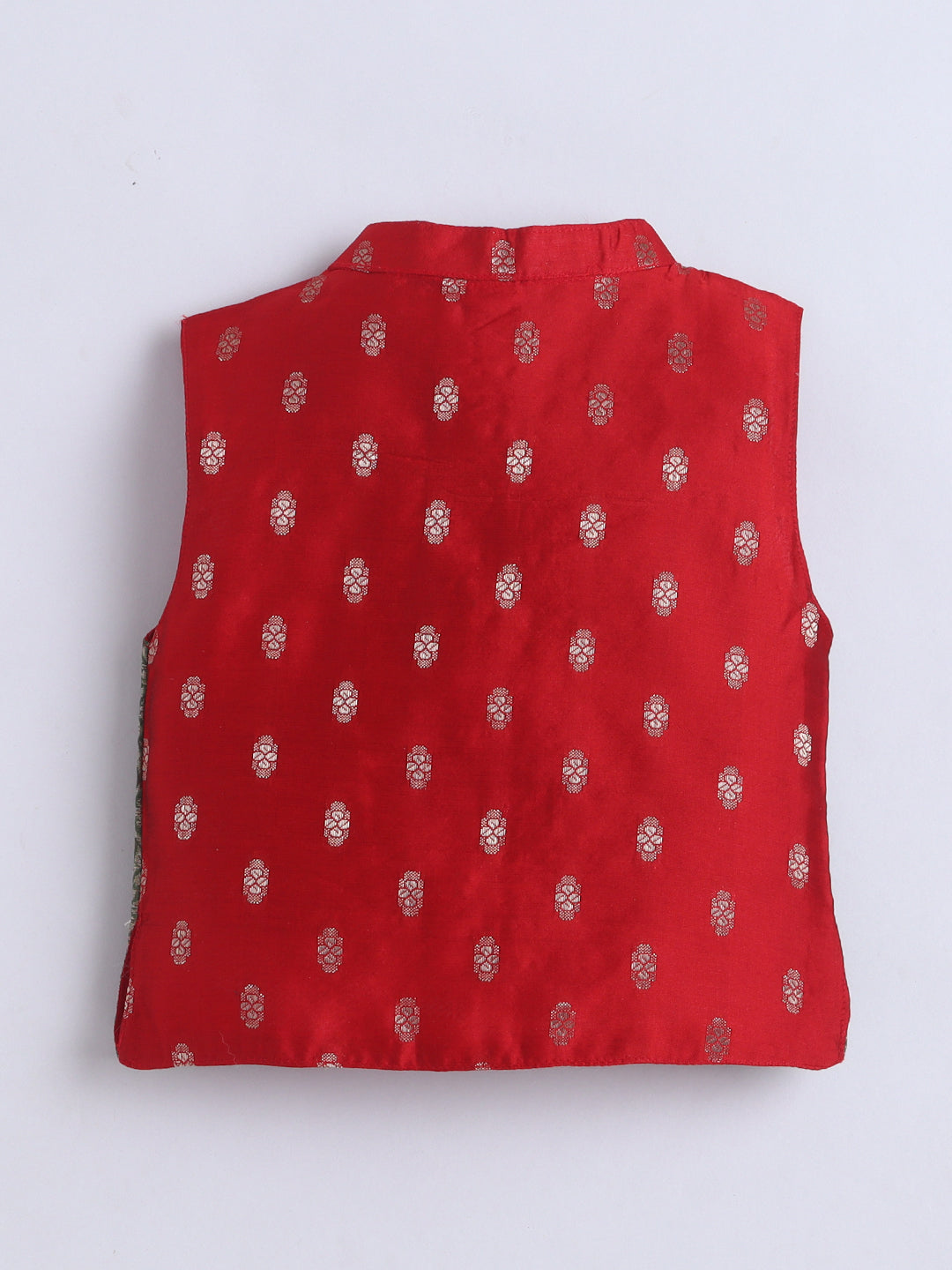 Kid One Jacquard Jacket Dhoti Set For Boys Red
