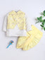 Kid One Infants Jacquard Kurta Dhoti With Attached Jacket Set For Boys Yellow