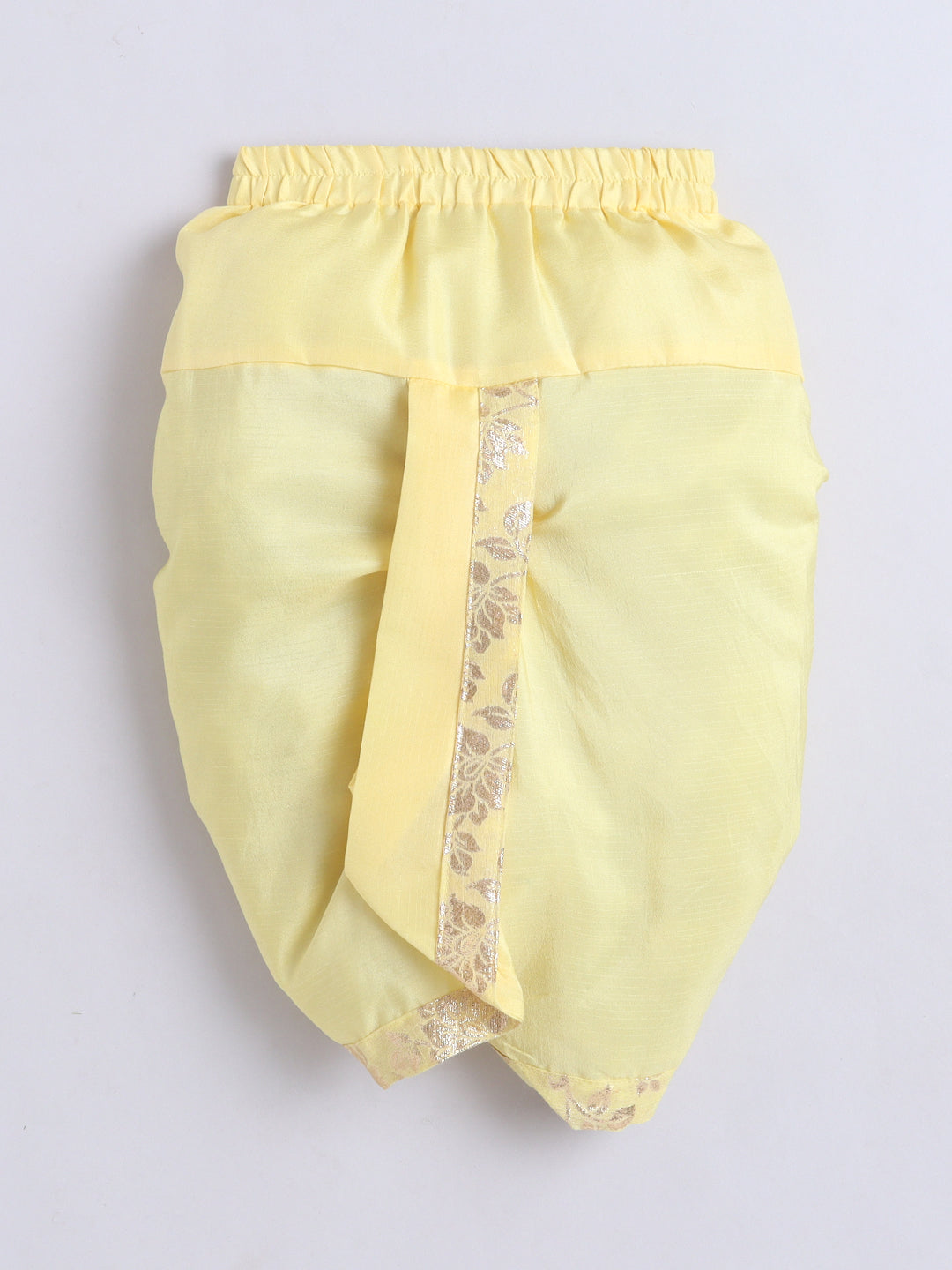 Kid One Infants Jacquard Kurta Dhoti With Attached Jacket Set For Boys Yellow