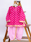 Kid One Pure Cotton Anghrakha Kurta Dhoti Sets For Boys Pink