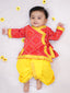Kid One Pure Cotton Anghrakha Kurta Dhoti Sets For Boys Red