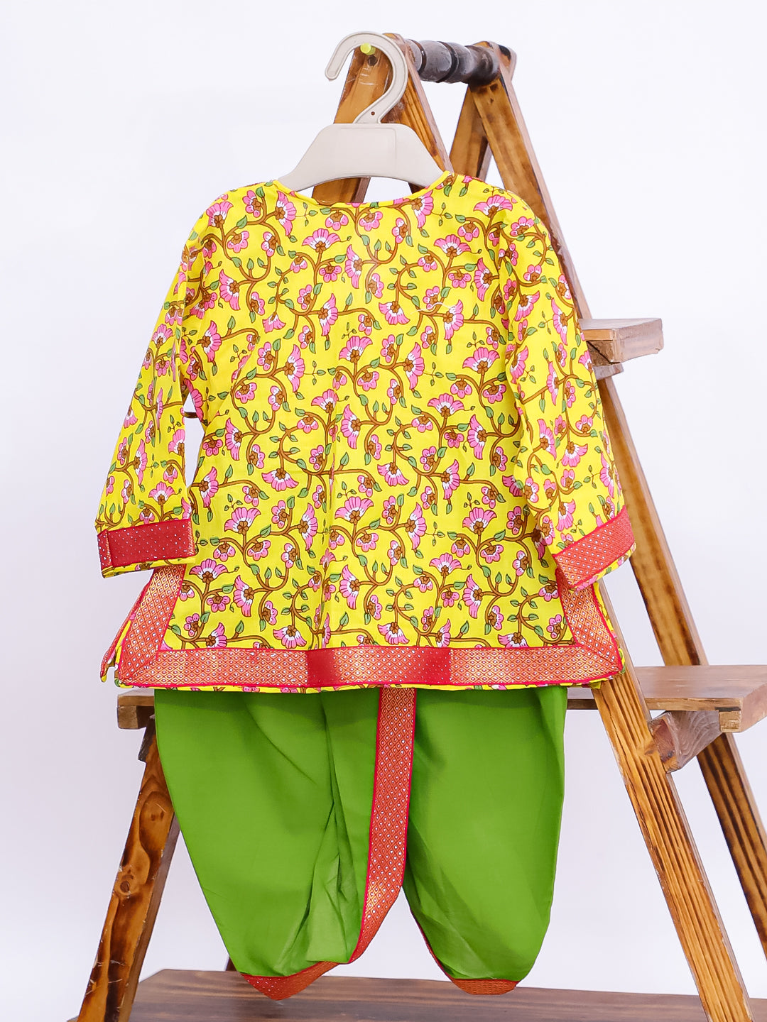 Kid One Pure Cotton Anghrakha Kurta Dhoti Sets For Boys Yellow