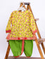 Kid One Pure Cotton Anghrakha Kurta Dhoti Sets For Boys Yellow