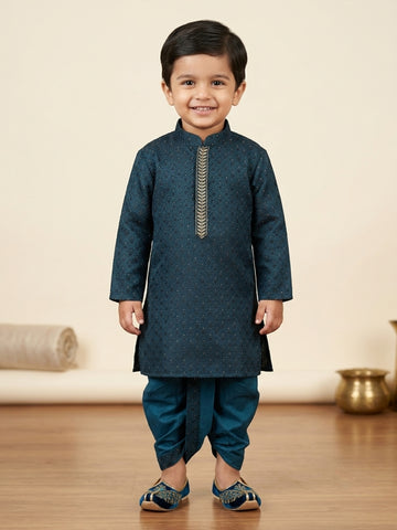 Kid One Festive Embroidered Kurta Dhoti Set For Boys Green