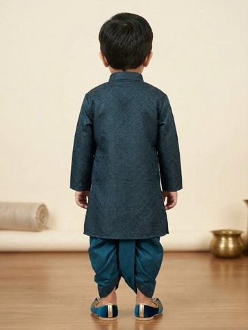 Kid One Festive Embroidered Kurta Dhoti Set For Boys Green