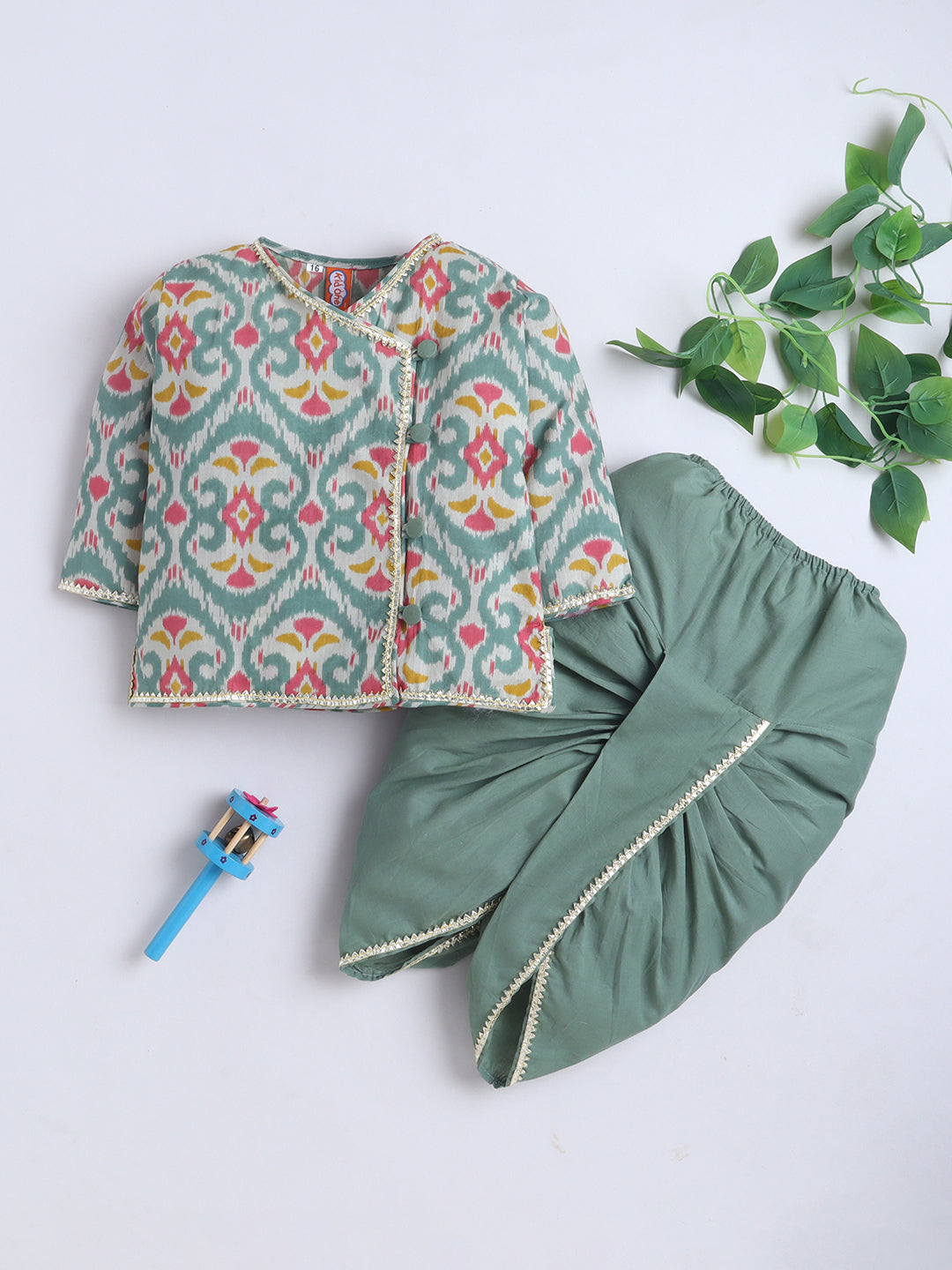 Kid One Infants Printed Kurta Dhoti Set For Boys Green