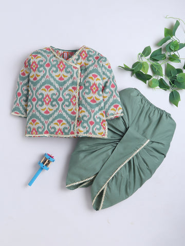 Kid One Infants Printed Kurta Dhoti Set For Boys Green