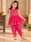 Kid One Anmol Nytara Sleeveless Embroidered Peplum Kurti With Dhoti Set Pink