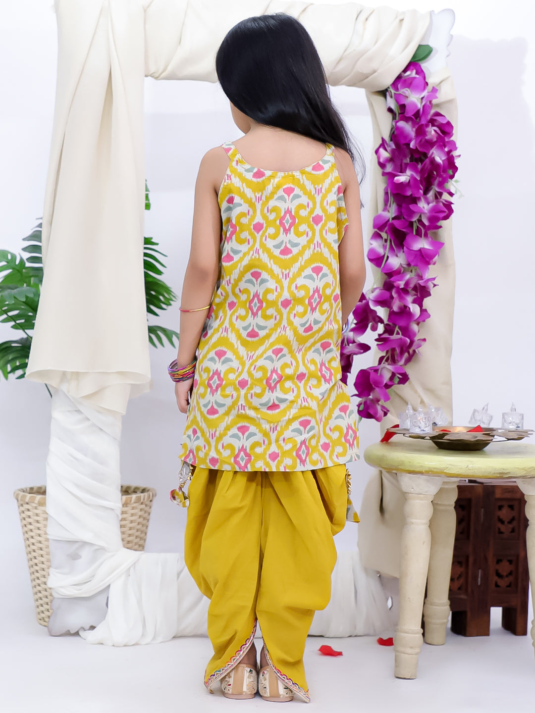 Kid One Cotton Kurti With Dhoti Set For Girls Yellow