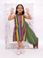 Striped Premium Collared Cotton Dress Multi