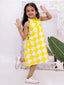 Diamond Check Premium Collared Cotton Dress Yellow