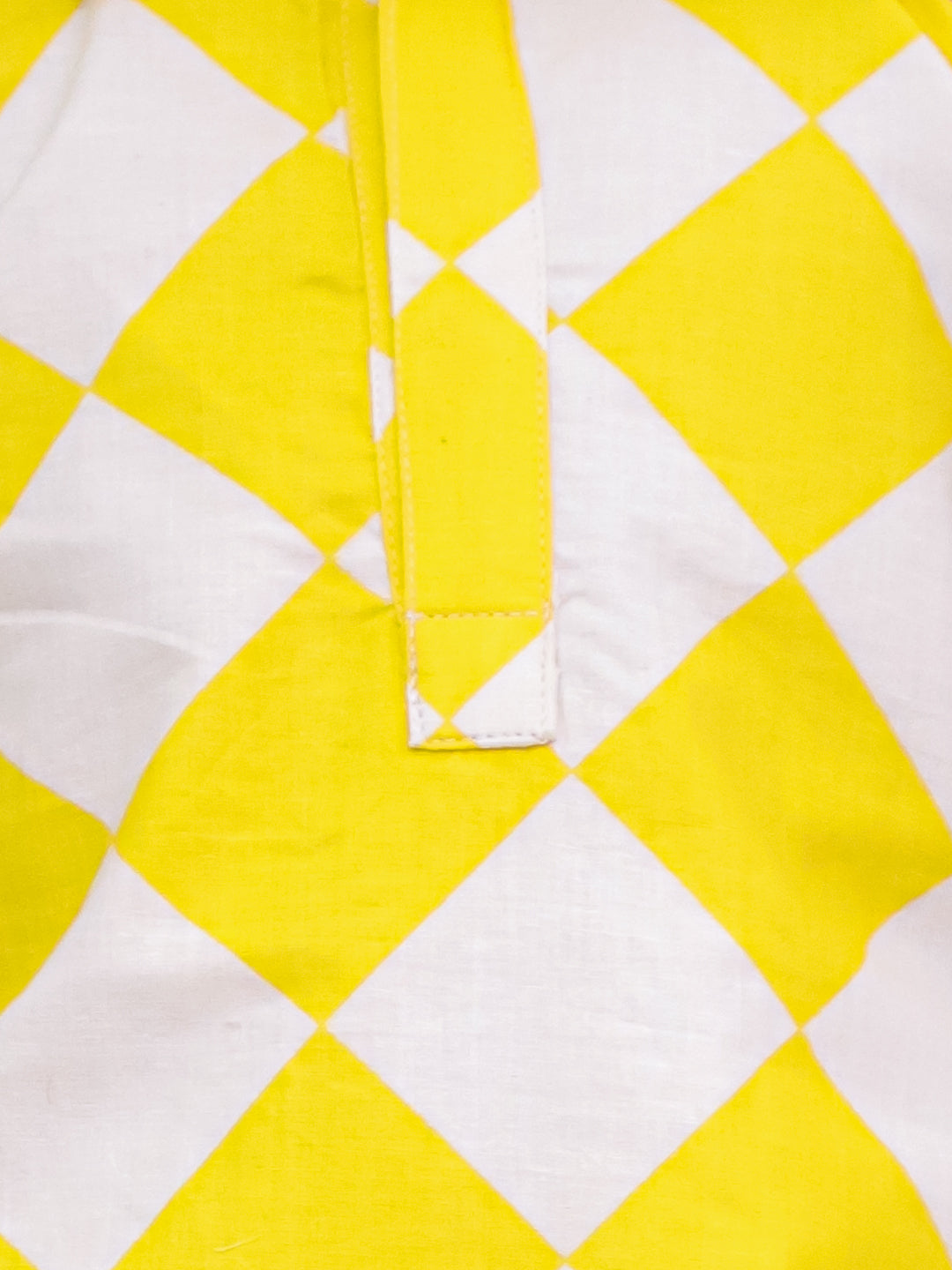 Diamond Check Premium Collared Cotton Dress Yellow