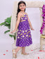 Kid One Pure Cotton Printed Long Dress For Girls Purple