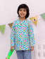 Cotton Polka Dot Printed Unisex Kurta - Blue