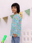 Playful Dot Print Cotton Kurta For Boys Blue