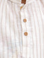 Kid One Full Hand Stripes Cotton Linen Short Kurta For Boys Beige