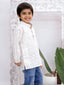 Kid One Full Hand Checks Cotton Linen Short Kurta For Boys Offwhite