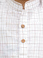 Kid One Full Hand Checks Cotton Linen Short Kurta For Boys Offwhite