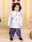 Kid One Kanha Pure Cotton Printed Kurta Dhoti Set For Boys Blue