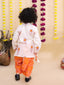 Kid One Kanha Pure Cotton Printed Kurta Dhoti Set For Boys Orange