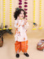 Kid One Kanha Pure Cotton Printed Kurta Dhoti Set For Boys Orange