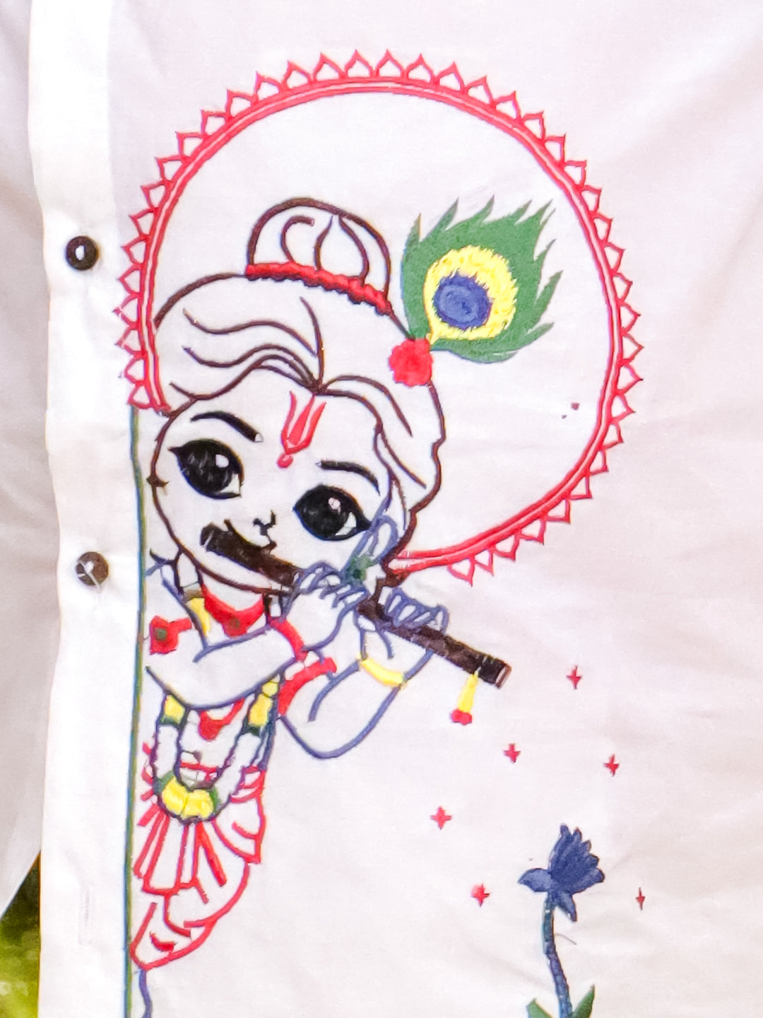 Kid One Nandlala Pure Cotton Embroidered Kurta Dhoti Set For Boys White - Made on Order