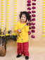 Kid One Nandlala Pure Cotton Embroidered Kurta Dhoti Set For Boys Yellow - Made on Order