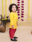 Kid One Nandlala Pure Cotton Embroidered Kurta Dhoti Set For Boys Yellow - Made on Order