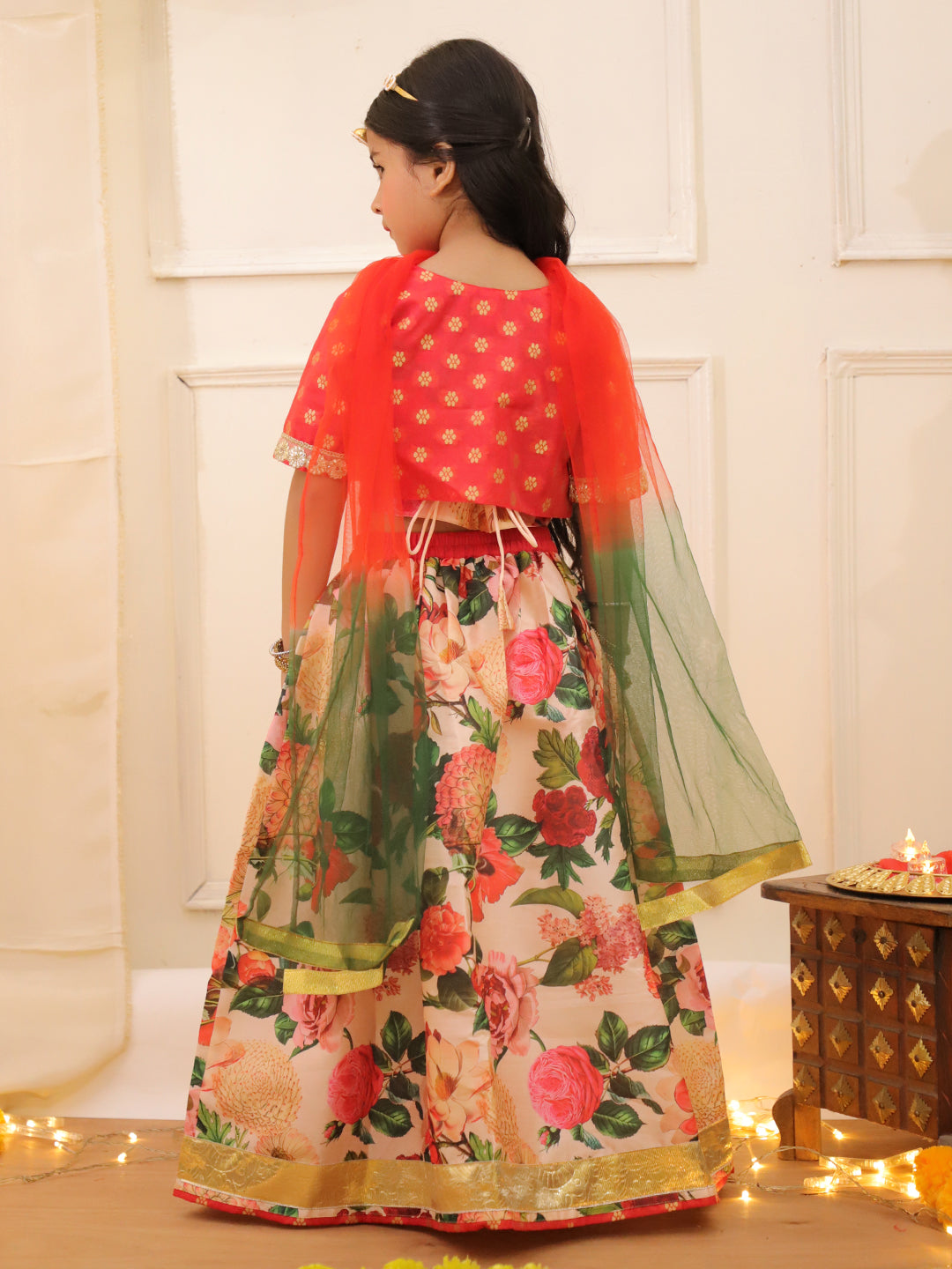 Kid One Lakshmi Rani Lehenga With Dupatta For Girls Peach