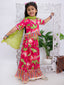 Kid One Floral Cotton Top With Lehenga Dupatta Set For Girls Pink