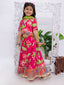Kid One Floral Cotton Top With Lehenga Dupatta Set For Girls Pink