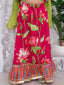 Kid One Floral Cotton Top With Lehenga Dupatta Set For Girls Pink