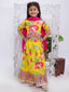 Kid One Floral Cotton Top With Lehenga Dupatta Set For Girls Yellow
