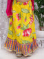 Kid One Floral Cotton Top With Lehenga Dupatta Set For Girls Yellow
