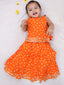 Kid One Pure Cotton Printed Skirt Top For Girls Orange