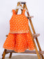 Kid One Pure Cotton Printed Skirt Top For Girls Orange