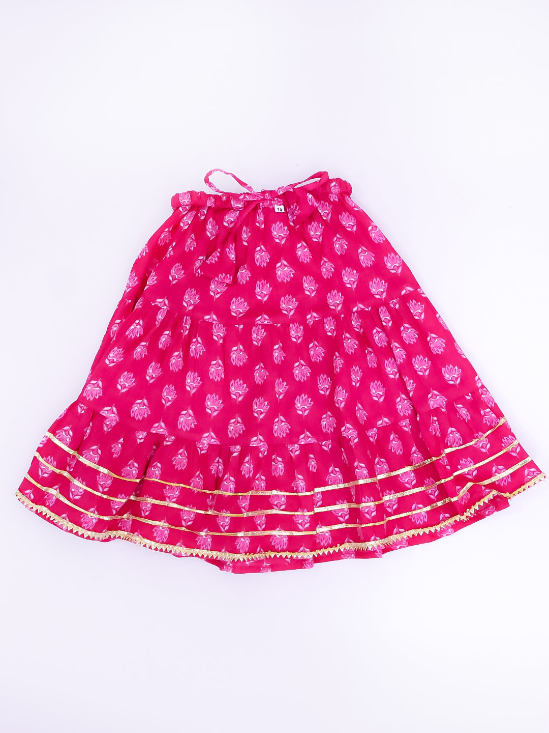 Kid One Pure Cotton Printed Skirt Top For Girls Pink