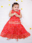 Kid One Pure Cotton Printed Skirt Top For Girls Red