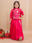 Kid One Silk Zari Embroiderd Ruhani Choli Lehenga Set With Stole Dupatta Set For Girls Pink