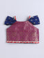 Kid One Jacquard Pattu Pavadai Skirt Top Set For Girls Navy