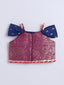 Kid One Jacquard Pattu Pavadai Skirt Top Set For Girls Navy