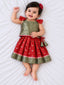 Kid One Jacquard Pattu Pavadai Skirt Top Set For Girls Red