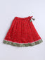 Kid One Jacquard Pattu Pavadai Skirt Top Set For Girls Red