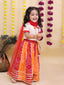Kid One Radha Pure Cotton Printed Lehenga Choli With Dupatta Orange