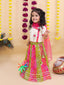 Kid One Radha Pure Cotton Printed Lehenga Choli With Dupatta Set For Girls Pink