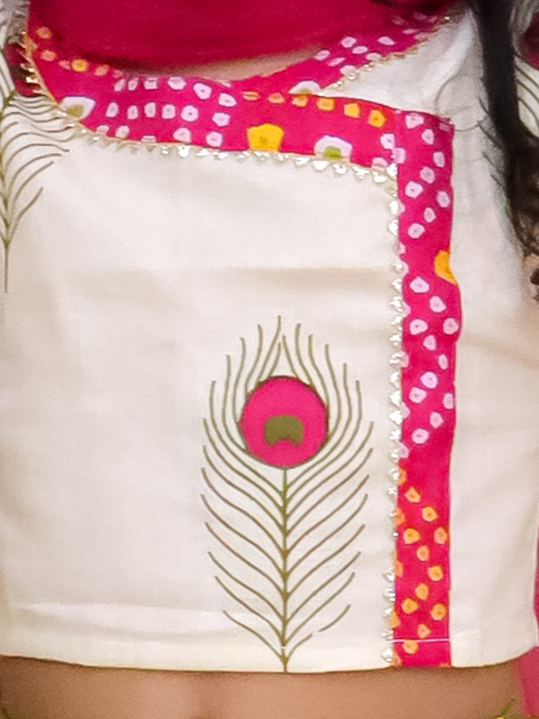Kid One Radha Pure Cotton Printed Lehenga Choli With Dupatta Set For Girls Pink