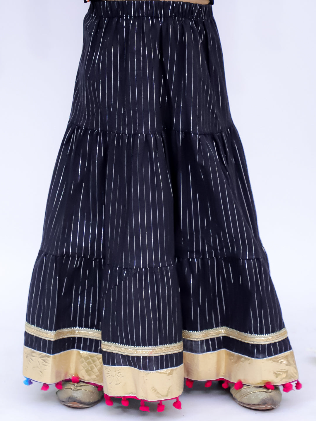 Kid One Rangeela Embroidered Cotton Lehenga Choli For Girls Black