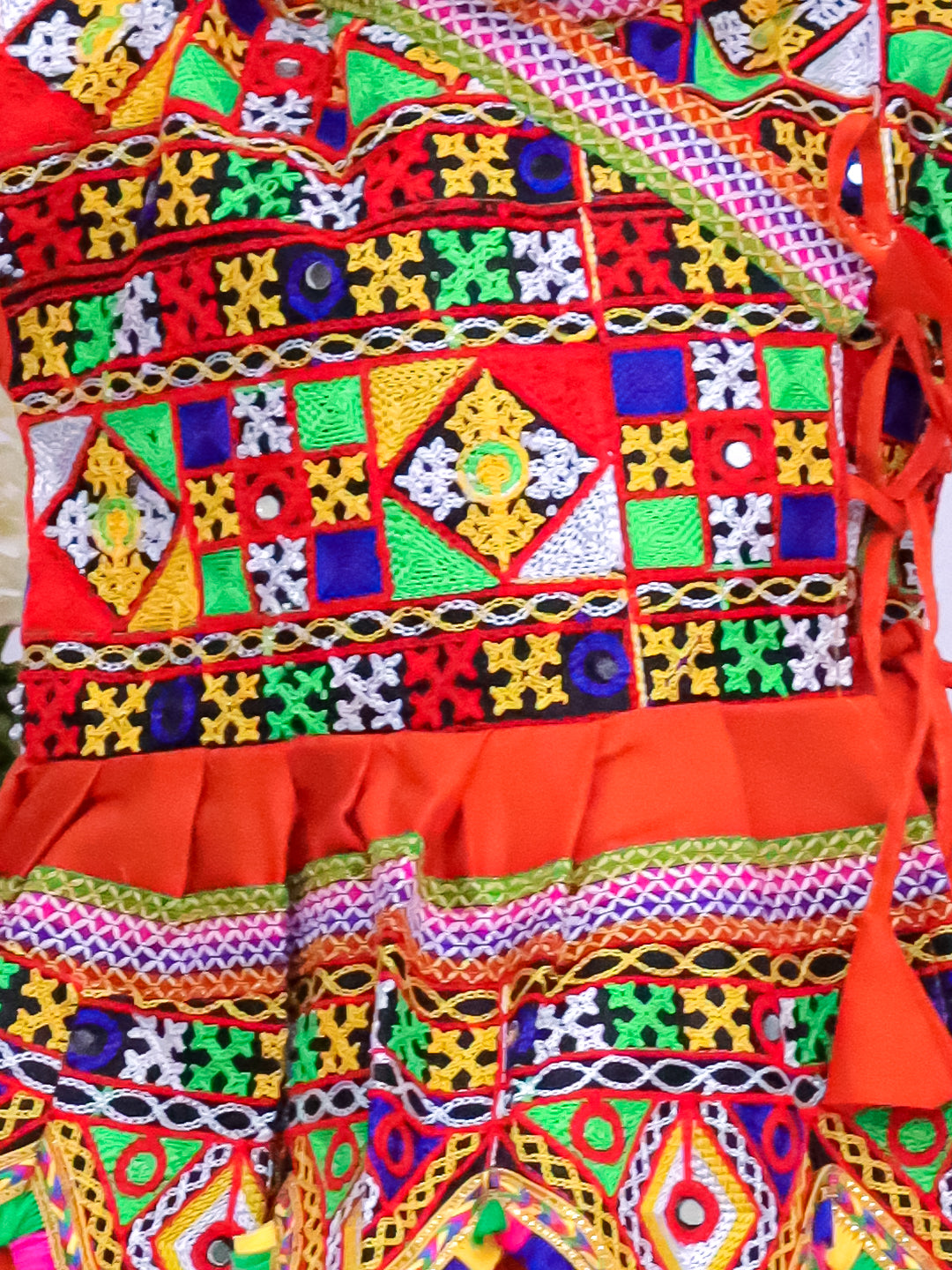 Kid One Navratri Printed Cotton Kedia Set For Boys Orange