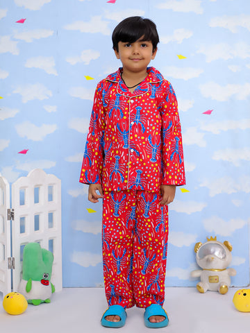 Kid One Ocean Dream Night Wear For Boys Red